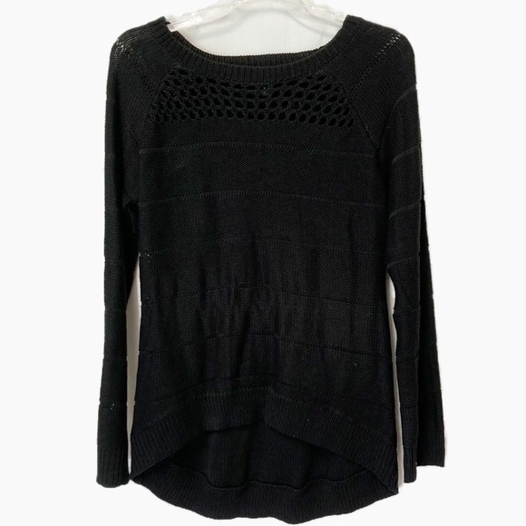 NWT Signature Studio Black Sweater with Open-Weave Knitting Size Large - Picture 1 of 7